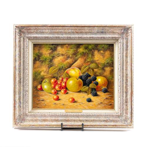 A Pair of Framed Oils on Board of Fruit on Mossy Bank image-2