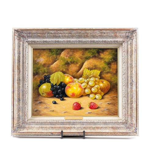 A Pair of Framed Oils on Board of Fruit on Mossy Bank image-3