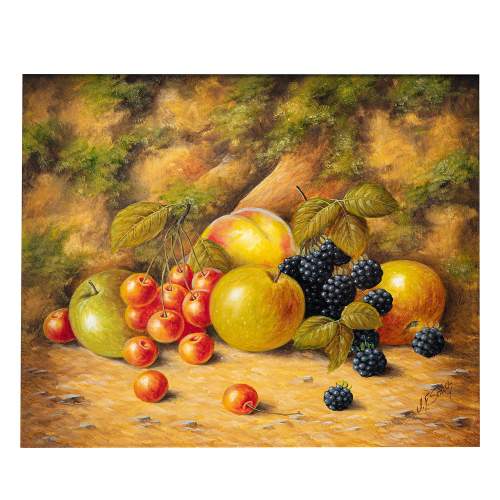 A Pair of Framed Oils on Board of Fruit on Mossy Bank image-4