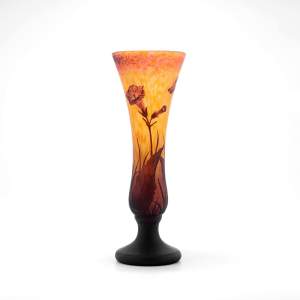 Wonderful Tall Antique Daum Nancy Cameo Glass Vase