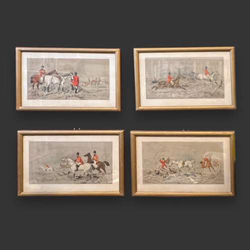 Set of Four Framed Lithograph Hunting Scenes image-1