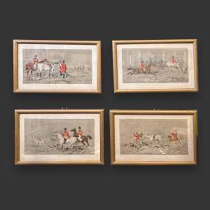 Set of Four Framed Lithograph Hunting Scenes