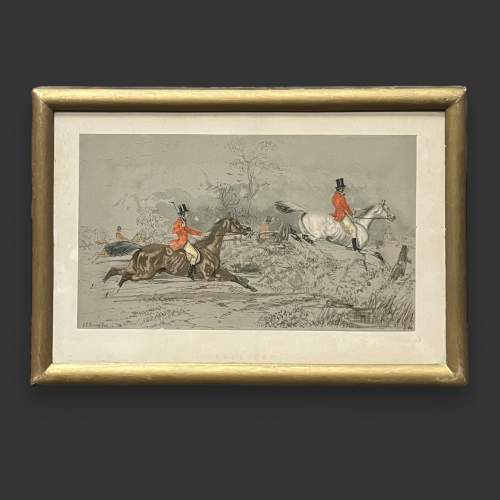 Set of Four Framed Lithograph Hunting Scenes image-4