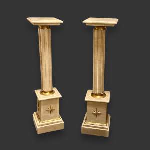 Pair of 20th Century French Marble Gilt Columns