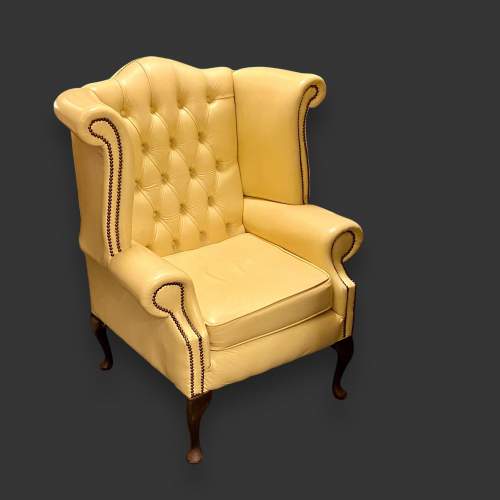 Vintage Cream Leather Chesterfield Armchair image-1