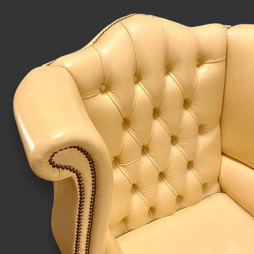 Vintage Cream Leather Chesterfield Armchair image-6