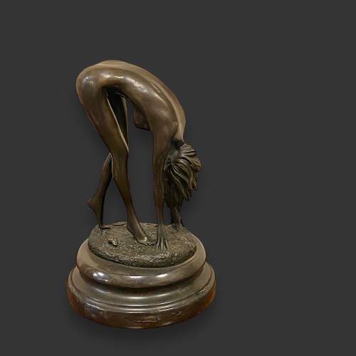 Signed 20th Century Bronze Nude on a Marble Base image-1