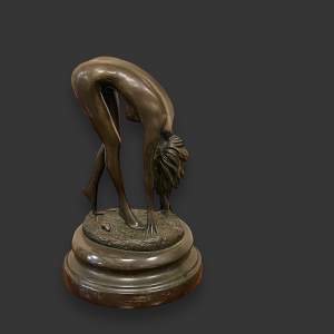 Signed 20th Century Bronze Nude on a Marble Base