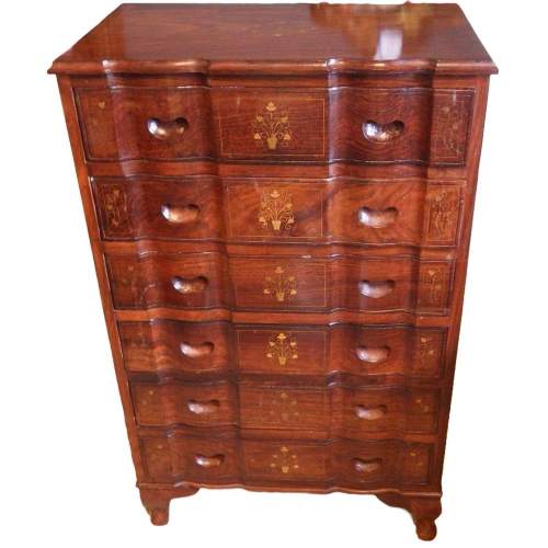 20th Century Anglo Indian Hardwood Brass Inlaid Chest of Drawers image-1