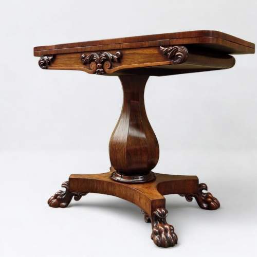 William IV Early 19th Century Rosewood Foldover Tea Table image-1