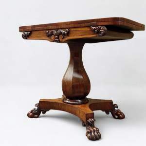 William IV Early 19th Century Rosewood Foldover Tea Table