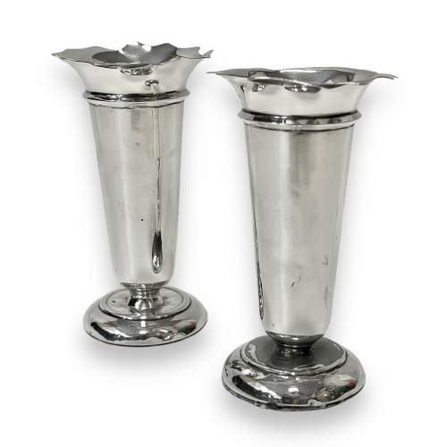 Pair of Silver Bud Vases image-1