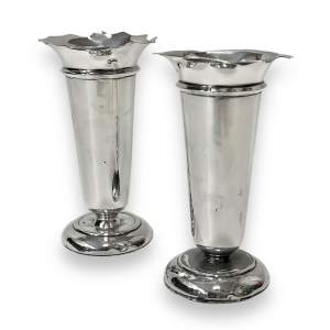 Pair of Silver Bud Vases