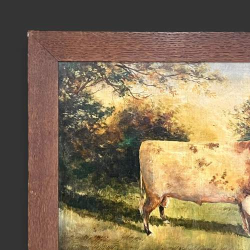 English School Oil on Board of a Hereford Bull image-3