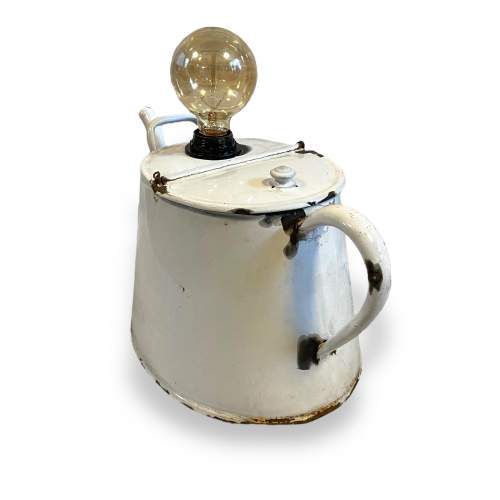 Large Enamel Kettle Upcycled Lamp image-3