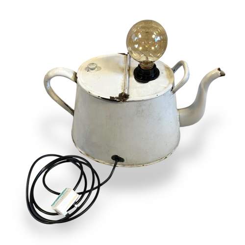 Large Enamel Kettle Upcycled Lamp image-4