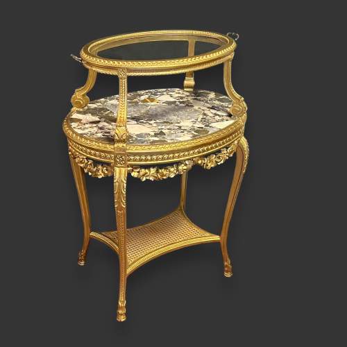 English Regency Period Gilt Wood and Marble Tray Top Etagere image-1