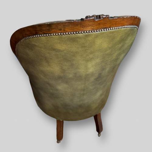 19th Century Victorian Green Leather Armchair image-4