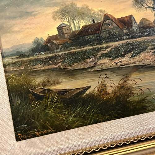 Signed Pair of Framed Oil on Board Paintings of River Scenes image-5