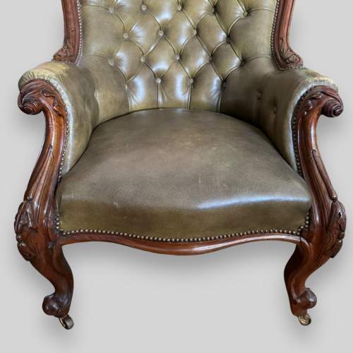 19th Century Victorian Green Leather Armchair image-6