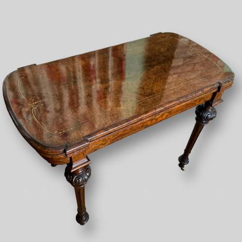 19th Century Victorian Walnut Games Table image-1