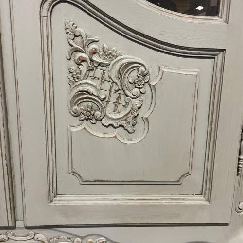 Vintage French Painted Oak Glazed Cabinet image-4