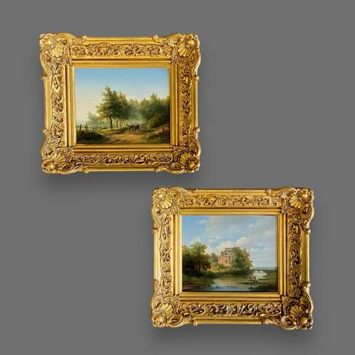 A Pair of Hendrik D Kruseman Van Etlon Oil on Panel Paintings image-1