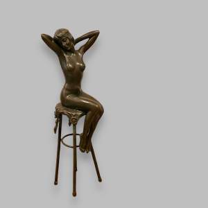 Signed 20th Century Bronze Nude Figurine