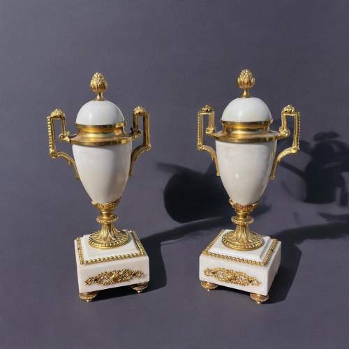 Pair of Late 19th Century French Marble and Ormolu Urns image-1