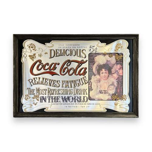 Original Framed Coca Cola Advertising Mirror image-1