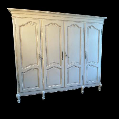 Vintage French Painted Four Door Armoire Wardrobe image-1