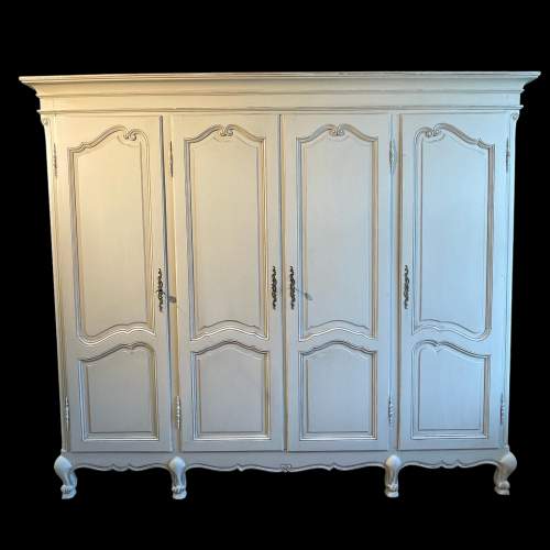 Vintage French Painted Four Door Armoire Wardrobe image-2