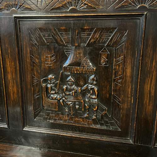 Late 19th Century Carved Oak Greenman Settle image-2