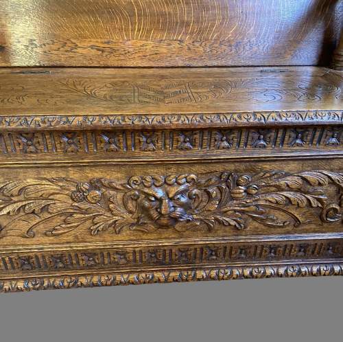 A 19th Century Carved Oak Monks Bench image-6