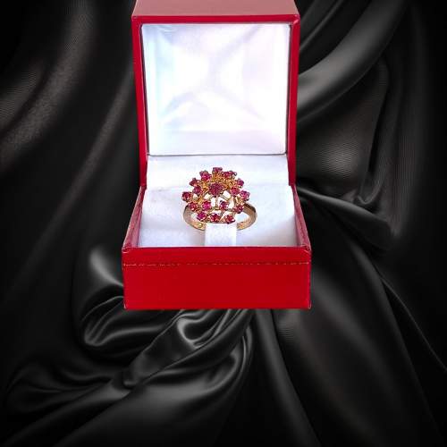 Gold Retro Ruby Bombe Ring. London 1972 image-3