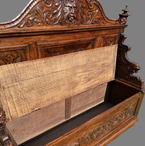 A 19th Century Heavily Carved Box Settle image-3