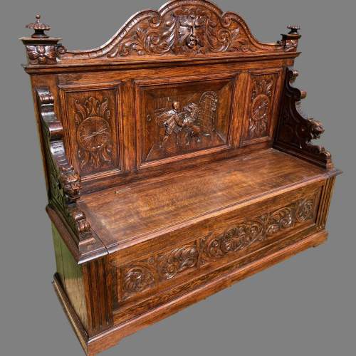 A 19th Century Heavily Carved Box Settle image-4