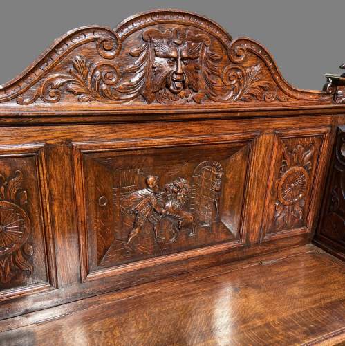 A 19th Century Heavily Carved Box Settle image-6