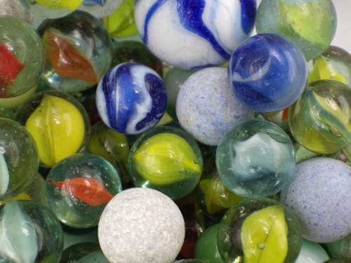 Glass Sweet Jar Full of Vintage and Antique Clay & Glass Marbles image-3