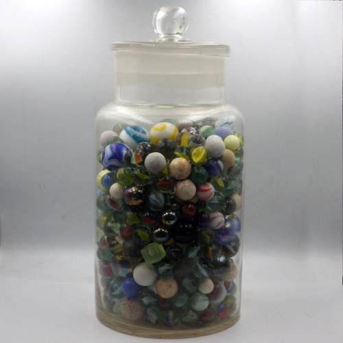 Glass Sweet Jar Full of Vintage and Antique Clay & Glass Marbles image-4