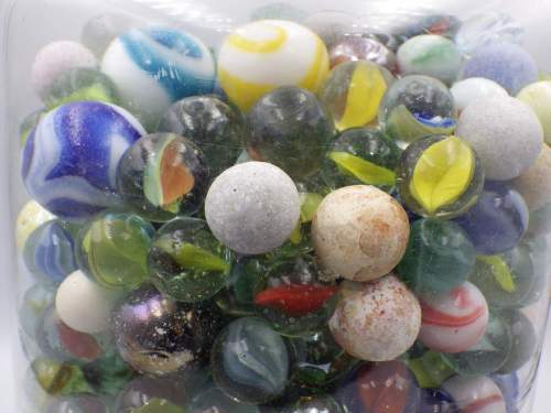 Glass Sweet Jar Full of Vintage and Antique Clay & Glass Marbles image-5