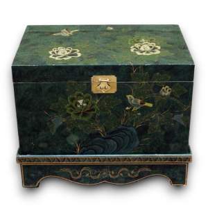 Chinoiserie 20th Century Hand Painted Chest Box on Stand