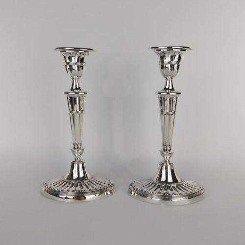 Early 20th Century Pair of Silver Adam Style Candlesticks image-1