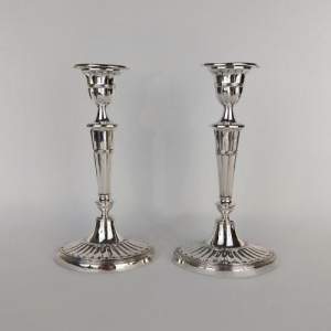 Early 20th Century Pair of Silver Adam Style Candlesticks