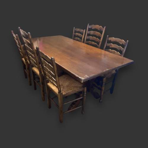 Oak Refectory Dining Table with Six Oak Dining Chairs image-1