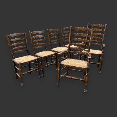 Oak Refectory Dining Table with Six Oak Dining Chairs image-5