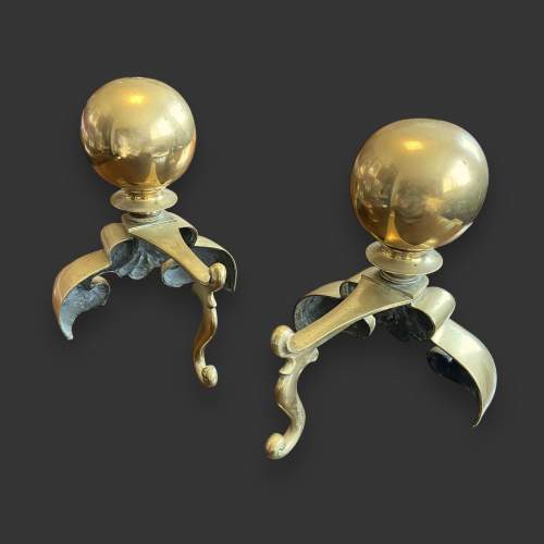 Large Victorian Brass Andirons image-2