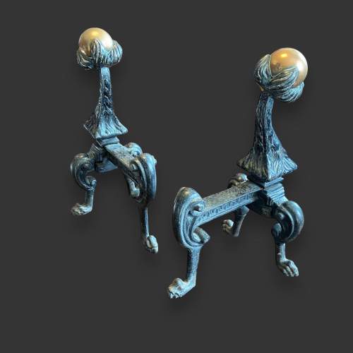 Large Victorian Cast Iron Andirons image-2