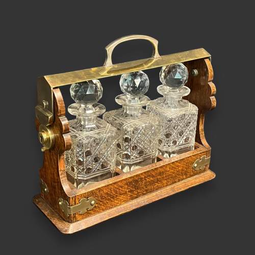 Victorian Oak Three Decanter Tantalus image-1