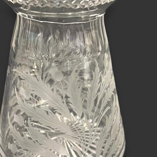 Edwardian Silver Mounted Cut Glass Thistle Decanter image-4